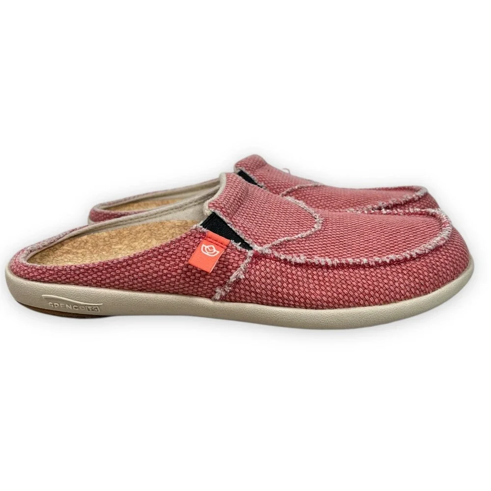 Spenco Siesta Canvas Slide Mules Womens 7 Pink Orthotic Cork ‎ Beach Festival